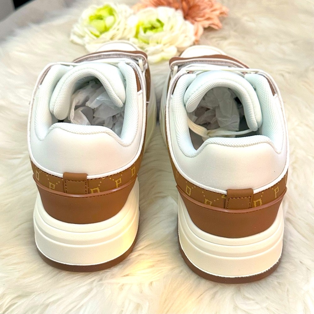 Designer Print Women’s Sneakers in White and Brown By Dream Pairs NEW! - Picture 6 of 9